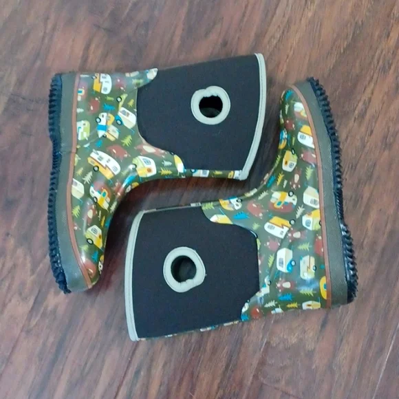 Lily & Dan- Camper Print Thick Rubber Muck/Rain Boots Insulated Youth Size 2/3 - Picture 3 of 10